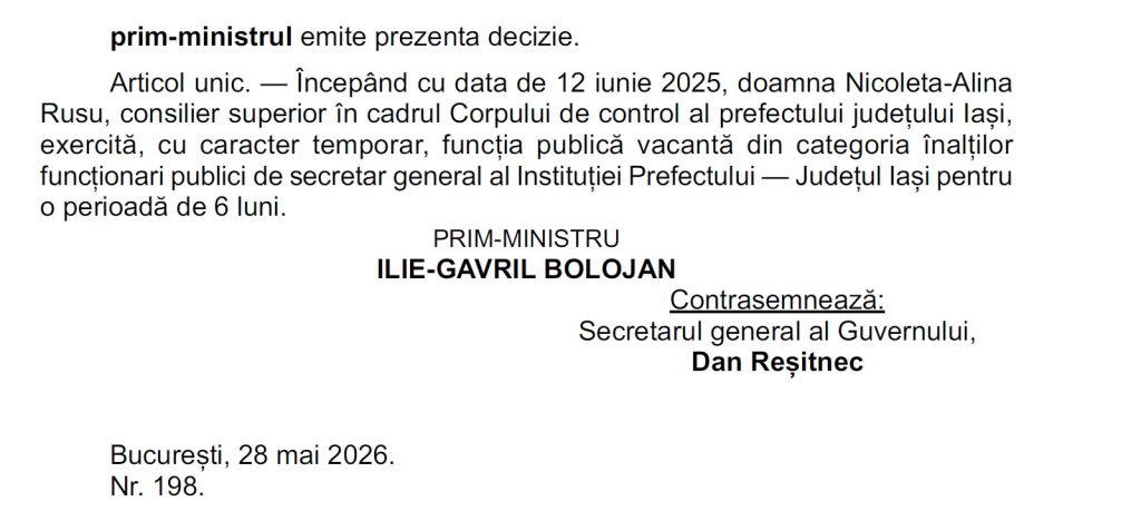decizie numire monitorul oficial