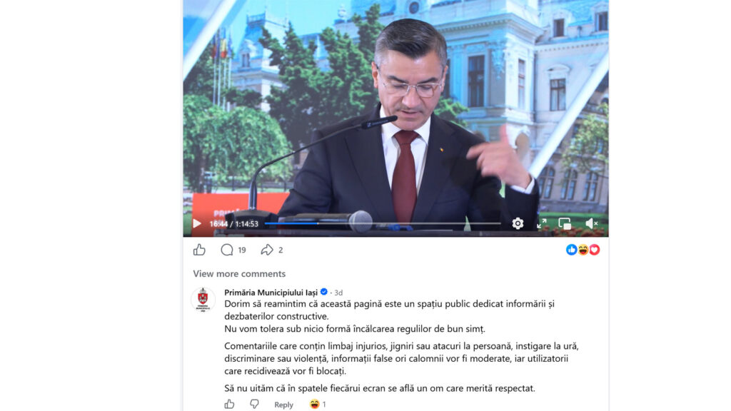 comentariu pagina facebook mihai chirica